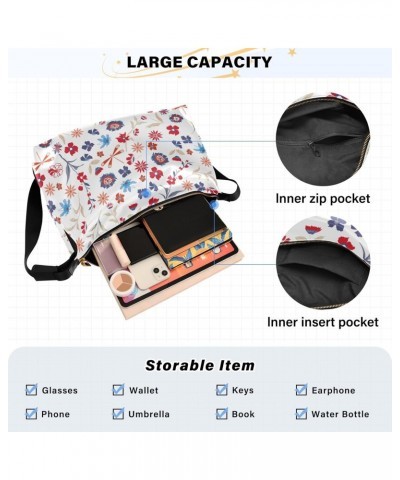 Floral Colorful Flowers Hobo Shoulder Bag for Women Men PU Leather Crossbody Bag Slouchy Tote Handbags for Working Traveling ...