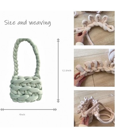 Women's Velvet Handwoven Handbag Chunky Yarn Knit Shoulder Bag Women's top-handle handbags Green-1 $16.23 Shoulder Bags