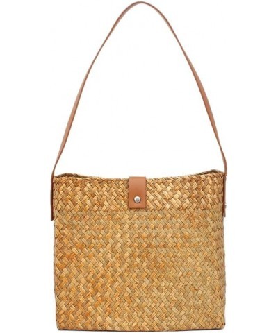 Women Small Handmade Straw Bag Hand Woven Summer Beach Bag Weave Tote Bag Casual Shoulder Bag Handbag Basket Yellow-c $8.40 T...