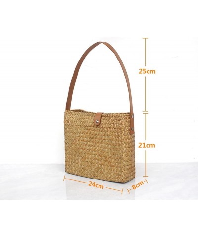 Women Small Handmade Straw Bag Hand Woven Summer Beach Bag Weave Tote Bag Casual Shoulder Bag Handbag Basket Yellow-c $8.40 T...