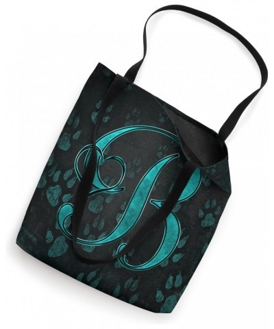 Paw Print Letter B Teal Pet Dog Cat Animal Heart Love Name Tote Bag $8.96 Totes