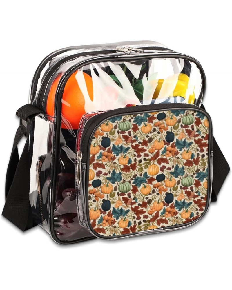 Autumn Pumpkin Grapes Leaves Stadium-Approved Clear Crossbody Bag with Colorful Print Design Autumn Pumpkin Grapes Leaves $11...