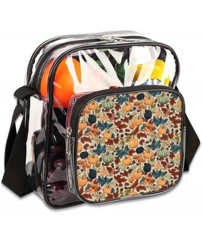 Autumn Pumpkin Grapes Leaves Stadium-Approved Clear Crossbody Bag with Colorful Print Design Autumn Pumpkin Grapes Leaves $11...