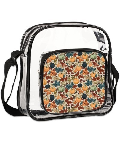 Autumn Pumpkin Grapes Leaves Stadium-Approved Clear Crossbody Bag with Colorful Print Design Autumn Pumpkin Grapes Leaves $11...