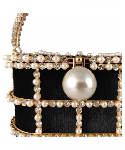 Synthetic Pearl Top-Handle Women Metal Bucket Bag Crystal Evening Purses and Clutches Formal Wedding Handbags Mil1386 Black $...