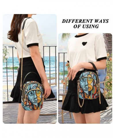 Cubism Graffiti Sling Bags Crossbody for Women, Fashion Zipper Handbag with Chain Strap Top handle for Evening Party Dating T...