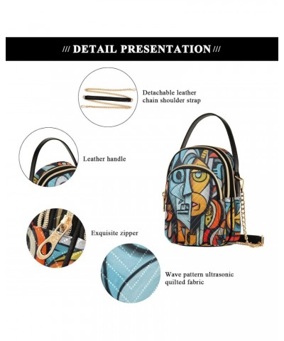 Cubism Graffiti Sling Bags Crossbody for Women, Fashion Zipper Handbag with Chain Strap Top handle for Evening Party Dating T...