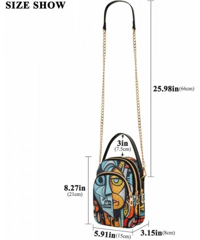 Cubism Graffiti Sling Bags Crossbody for Women, Fashion Zipper Handbag with Chain Strap Top handle for Evening Party Dating T...