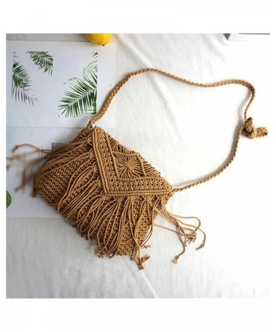 Handmade Woven Knitted Tassel Crossbody Bag Shoulder Messenger Bag Female Beach Summer Handbags Women (Color : Argento, Size ...