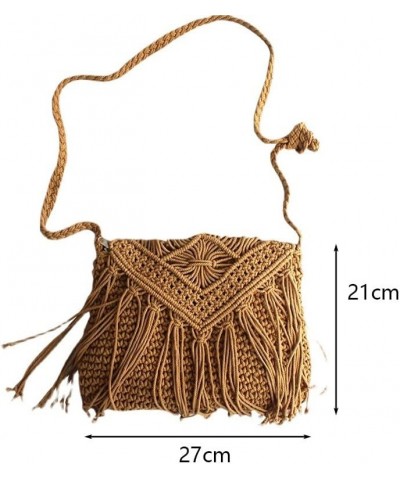 Handmade Woven Knitted Tassel Crossbody Bag Shoulder Messenger Bag Female Beach Summer Handbags Women (Color : Argento, Size ...