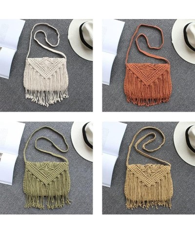 Handmade Woven Knitted Tassel Crossbody Bag Shoulder Messenger Bag Female Beach Summer Handbags Women (Color : Argento, Size ...