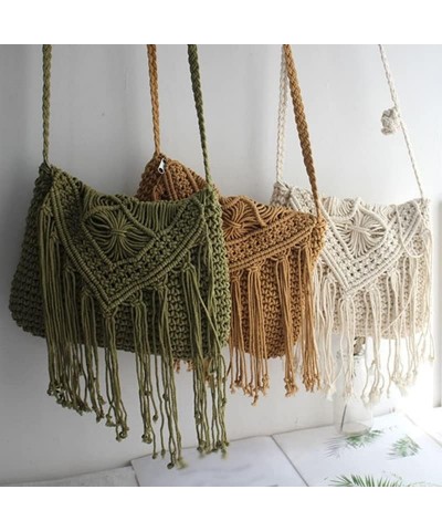 Handmade Woven Knitted Tassel Crossbody Bag Shoulder Messenger Bag Female Beach Summer Handbags Women (Color : Argento, Size ...