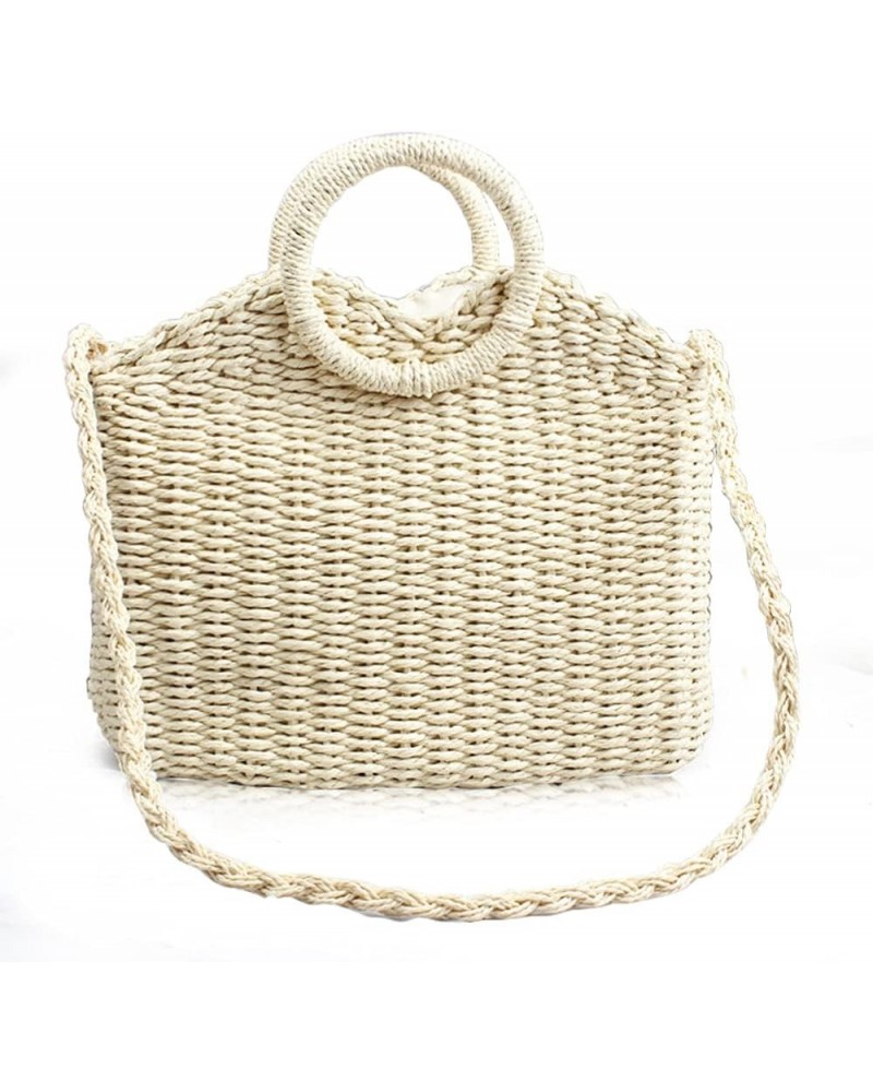 Hand-woven Square Rattan Straw Handbags, Boho Pure Colour Women Summer Straw Tote Bag Shoulder Bag Crossbody Bag Round Handle...