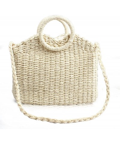 Hand-woven Square Rattan Straw Handbags, Boho Pure Colour Women Summer Straw Tote Bag Shoulder Bag Crossbody Bag Round Handle...