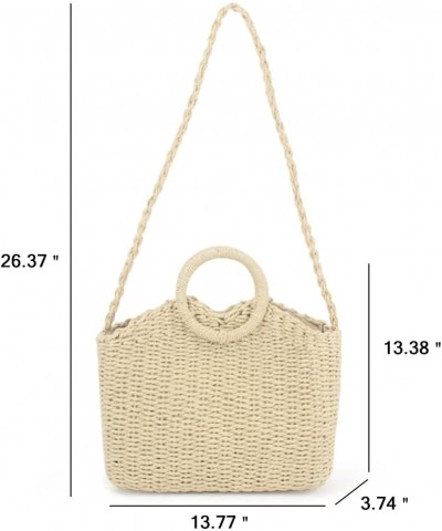 Hand-woven Square Rattan Straw Handbags, Boho Pure Colour Women Summer Straw Tote Bag Shoulder Bag Crossbody Bag Round Handle...