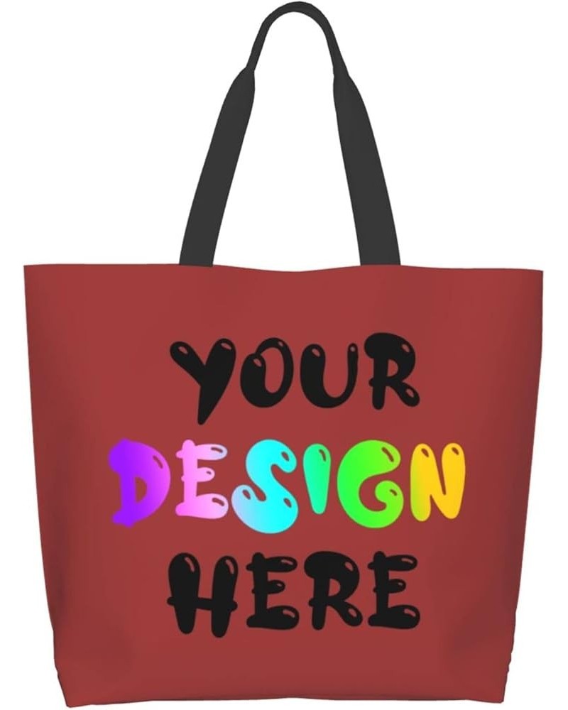 Custom Tote Bag Add Your Design for Travel Business Shopping Personalized Shoulder Bag Personalized Gifts Brown $11.75 Totes