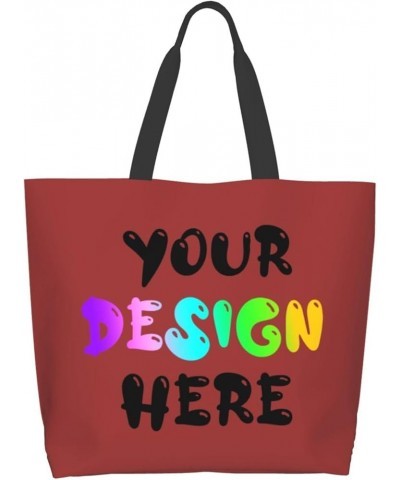 Custom Tote Bag Add Your Design for Travel Business Shopping Personalized Shoulder Bag Personalized Gifts Brown $11.75 Totes