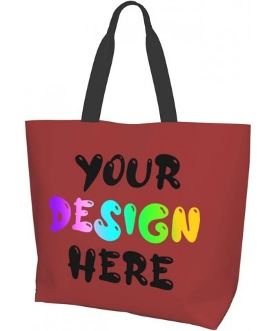 Custom Tote Bag Add Your Design for Travel Business Shopping Personalized Shoulder Bag Personalized Gifts Brown $11.75 Totes