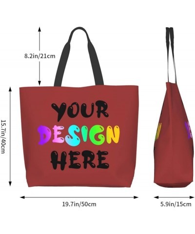 Custom Tote Bag Add Your Design for Travel Business Shopping Personalized Shoulder Bag Personalized Gifts Brown $11.75 Totes