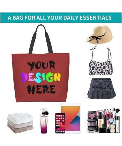 Custom Tote Bag Add Your Design for Travel Business Shopping Personalized Shoulder Bag Personalized Gifts Brown $11.75 Totes