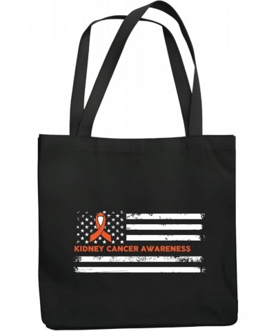 American Flag Kidney Cancer Orange ribbon awareness warrior survivor Navy Black Multicolor Canvas Tote Bag $20.39 Totes