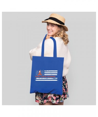 American Flag Kidney Cancer Orange ribbon awareness warrior survivor Navy Black Multicolor Canvas Tote Bag $20.39 Totes