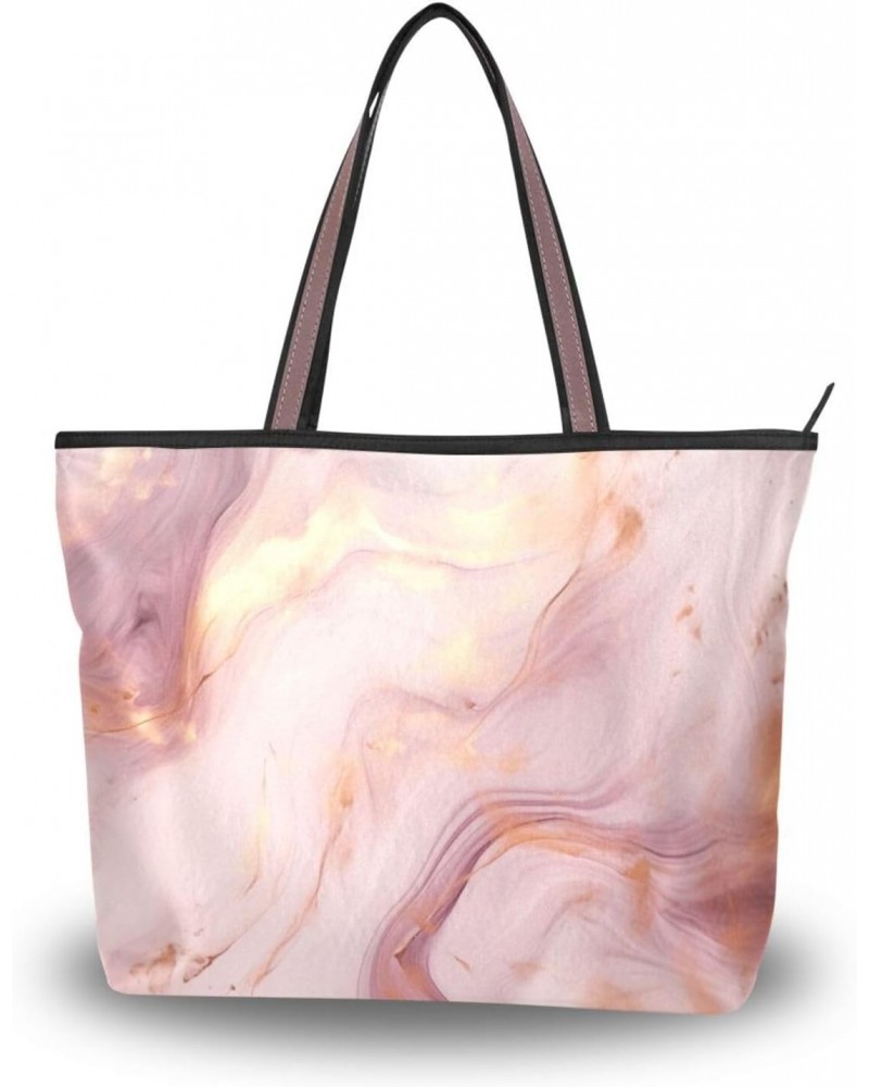 Abstract Marble Pink Tote Bag for Women Casual Shoulder Bag Women Hobo Bag Top Handle Handbag for Shopping Travel Work $9.66 ...