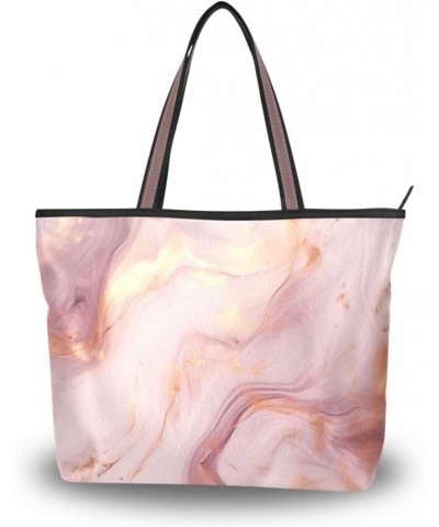 Abstract Marble Pink Tote Bag for Women Casual Shoulder Bag Women Hobo Bag Top Handle Handbag for Shopping Travel Work $9.66 ...