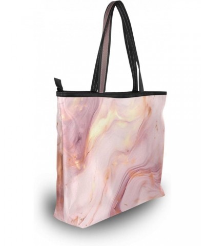 Abstract Marble Pink Tote Bag for Women Casual Shoulder Bag Women Hobo Bag Top Handle Handbag for Shopping Travel Work $9.66 ...