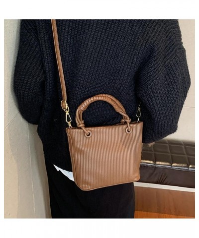 Women Handbag Purse Y2K Bucket Bag Shoulder Bag Retro Stylish Soft Tote Bag Coffee $16.44 Totes