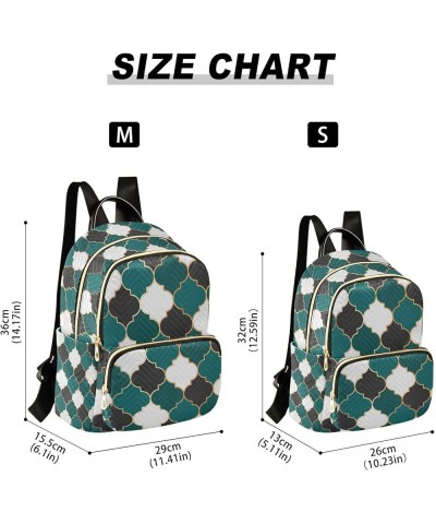 Women Backpack Moroccan Pattern Green Black Durable Travel Backpack Lightweight Handbag Lady Purse Roomy Double Zipper Weeken...