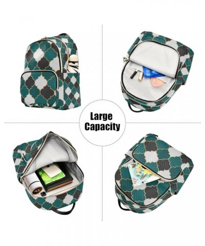 Women Backpack Moroccan Pattern Green Black Durable Travel Backpack Lightweight Handbag Lady Purse Roomy Double Zipper Weeken...