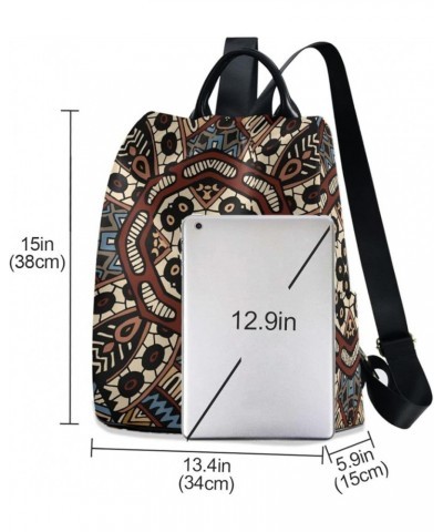 Ornate Geometric Petals Grid Backpack Purse for Women Anti Theft Casual Shoulder Bag Fashion Ladies Travel Bags B4 $21.19 Bac...