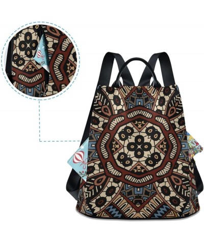 Ornate Geometric Petals Grid Backpack Purse for Women Anti Theft Casual Shoulder Bag Fashion Ladies Travel Bags B4 $21.19 Bac...