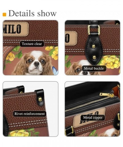 Personalized Cavalier King Charles Spaniel Dog Handbags, Custom Name Dog Leather Bags, Purses, Shoulder Bag, Gift For Dog Mom...