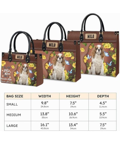 Personalized Cavalier King Charles Spaniel Dog Handbags, Custom Name Dog Leather Bags, Purses, Shoulder Bag, Gift For Dog Mom...