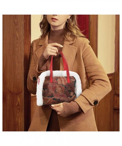 Floral Fluffy Handbag Shoulder Bag, Flower Pattern Plush Underarm Bag Messenger Bag For Women Girl Teens Winter 33 $19.79 Totes