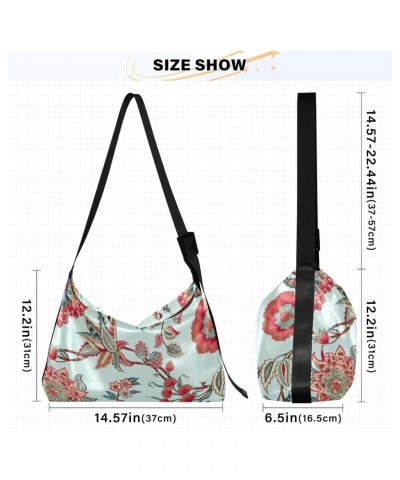 Hobo Handbag Crossbody Ethnic Beautiful Flower Trendy PU Leather Shoulder Bags Purses Large Casual Sling Tote Bag Messenger B...