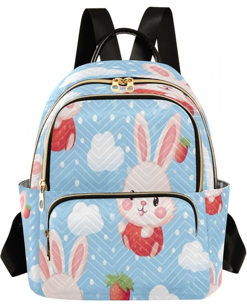 Strawberry Rabbit Women Backpack Purse Travel Daypack Shoulder Bag $19.24 Backpacks