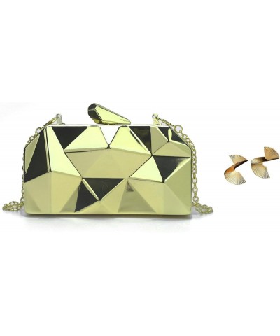 Metallic Purse Evening Bag Novelty Purse for Women Unique Clutch Purse Gold Rhombic $11.16 Evening Bags