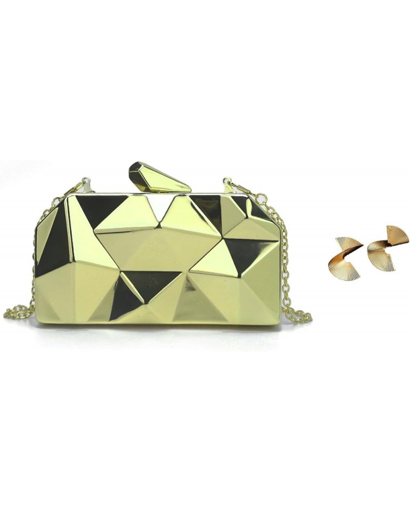 Metallic Purse Evening Bag Novelty Purse for Women Unique Clutch Purse Gold Rhombic $11.16 Evening Bags