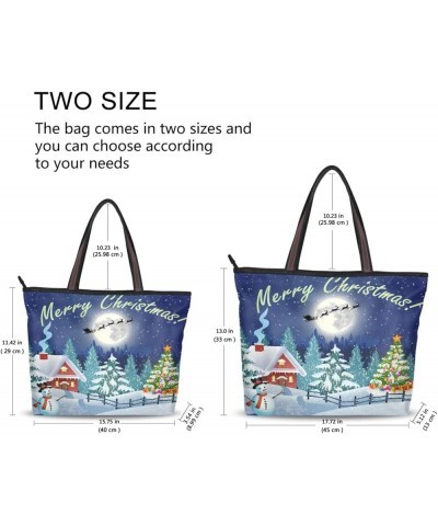 Halloween Ghost Tote Handbag for Women with Zipper,Large Grocery Bag Shopping Tote Bag Pumpkin Print Snowman 5 $14.66 Totes