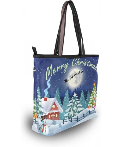 Halloween Ghost Tote Handbag for Women with Zipper,Large Grocery Bag Shopping Tote Bag Pumpkin Print Snowman 5 $14.66 Totes