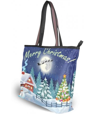 Halloween Ghost Tote Handbag for Women with Zipper,Large Grocery Bag Shopping Tote Bag Pumpkin Print Snowman 5 $14.66 Totes