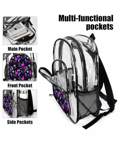 Clear Backpack Heavy Duty Large Gothic Magic Witch Witchy Trippy Purple Mushrooms Waterproof Transparent Backpacks for Adults...