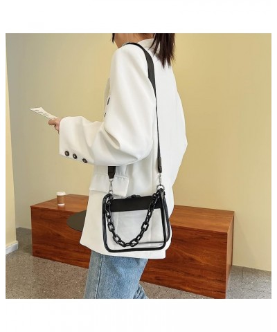 Clear Bag for Women Ladies Tote Bags Stadium Approved Shoulder Bag Clear Crossbody Bag Fashion Chains Clear Purse A-black $10...