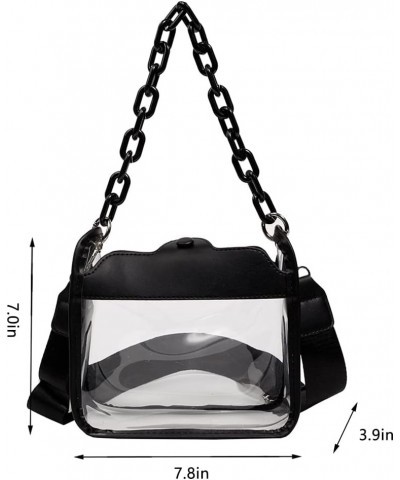 Clear Bag for Women Ladies Tote Bags Stadium Approved Shoulder Bag Clear Crossbody Bag Fashion Chains Clear Purse A-black $10...