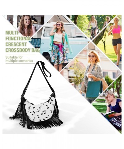 Abstract Music Notes Fringe Bags for Women Cross Body Bag Tassel Shoulder Bag Satchel $12.15 Crossbody Bags