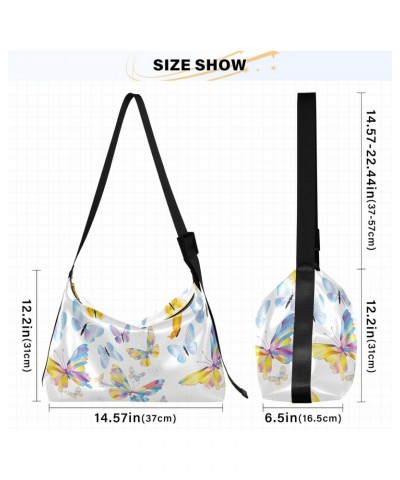 Colored Butterflies Hobo Bags for Women Purses Leather Crossbody Bag Handbag Shoulder Bag for Work GiftsTravel $14.52 Hobo Bags