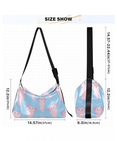 Cute Cartoon Axolotl Hobo Crossbody Bags for Women Leather Large Shoulder Bag Cross Body Pink Trendy Womens Tote Bags Handbag...